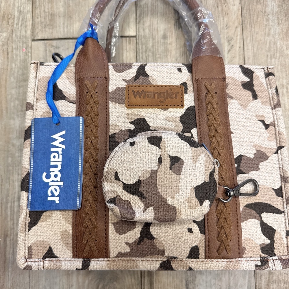 Wrangler Camo Print Tote/Crossbody -Brown With Matching Wallet - Picture 9 of 10